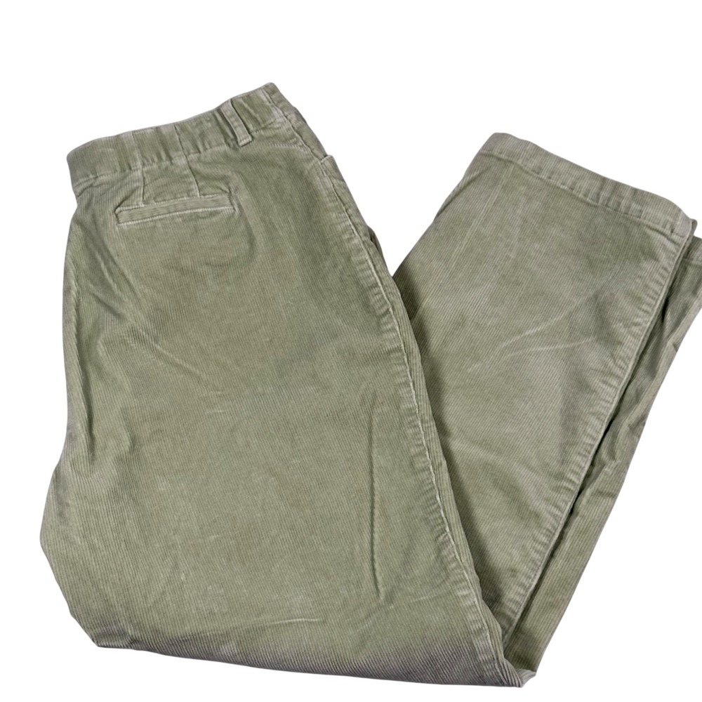 Talbots Pants Womens 16 Green Corduroy Straight Leg Stretch High Rise Casual